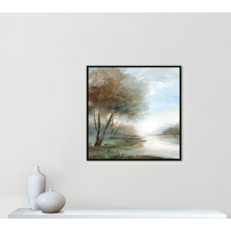 Peaceful River - Square Version Print par Nan, H 37,5 po x l 37,5 po, Espresso