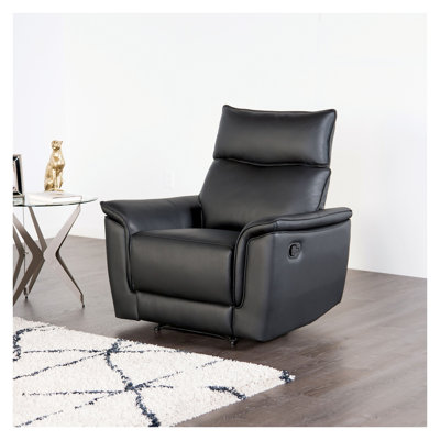 Fauteuil inclinable manuel Lenne, accoudoirs rembourrés évasés, similicuir noir