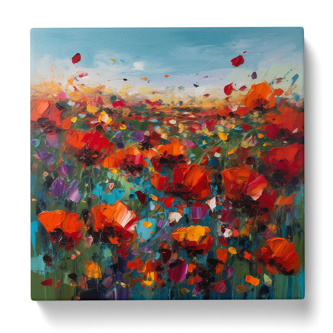 Poppy Field Abstract Expressionism No.4 - Wrapped Canvas - Framed Print