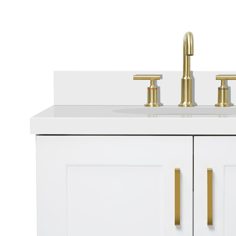 73 IN.  Single Bathroom Vanity,  White Quartz, White, Oval