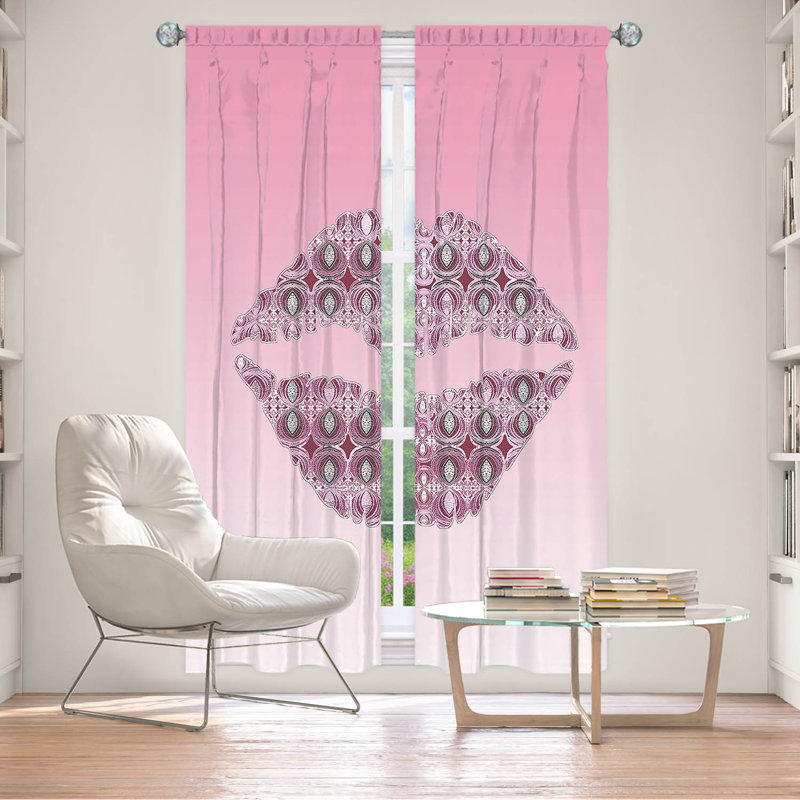 Ensemble de 2 rideaux pour fenêtre Finnian Lined, L 20 po x L 82 po, Rose / argent / rose