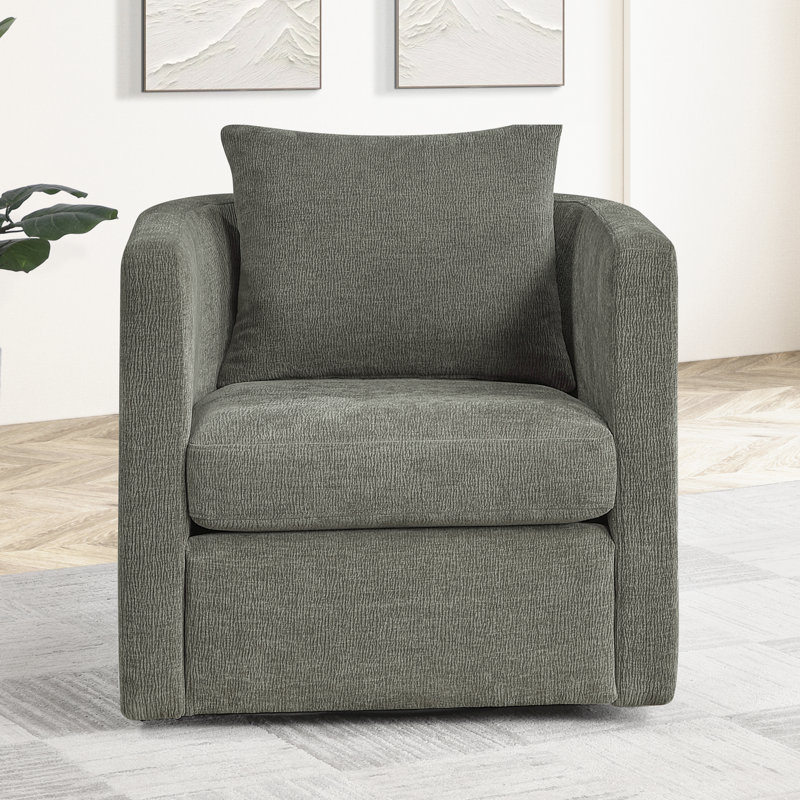Fauteuil demi-tonneau Fran, Polyester gris