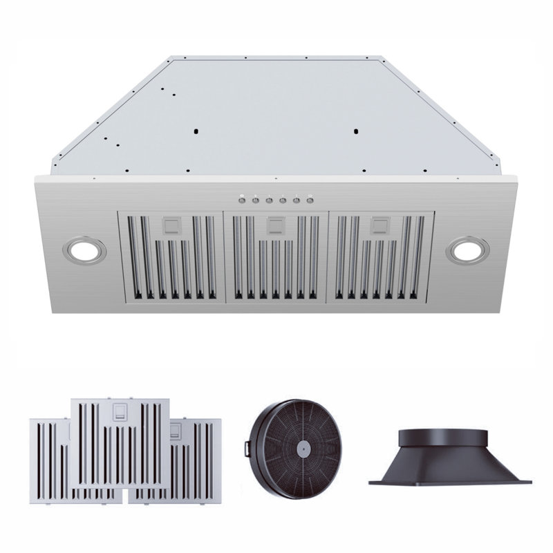 36'' 900 CFM Convertible Insert Range Hood with Ducted and Ductless Mode,4-Speed Control,LED Lights,Permanent Filters in Stainless Steel