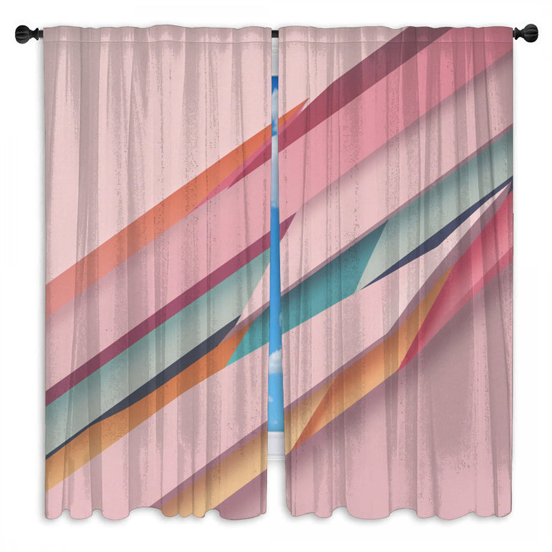 Rideaux de fenêtre abstraits et superposés obscurcissant - 2 panneaux, 56 po x 76 po - 2 panneaux, Transparent