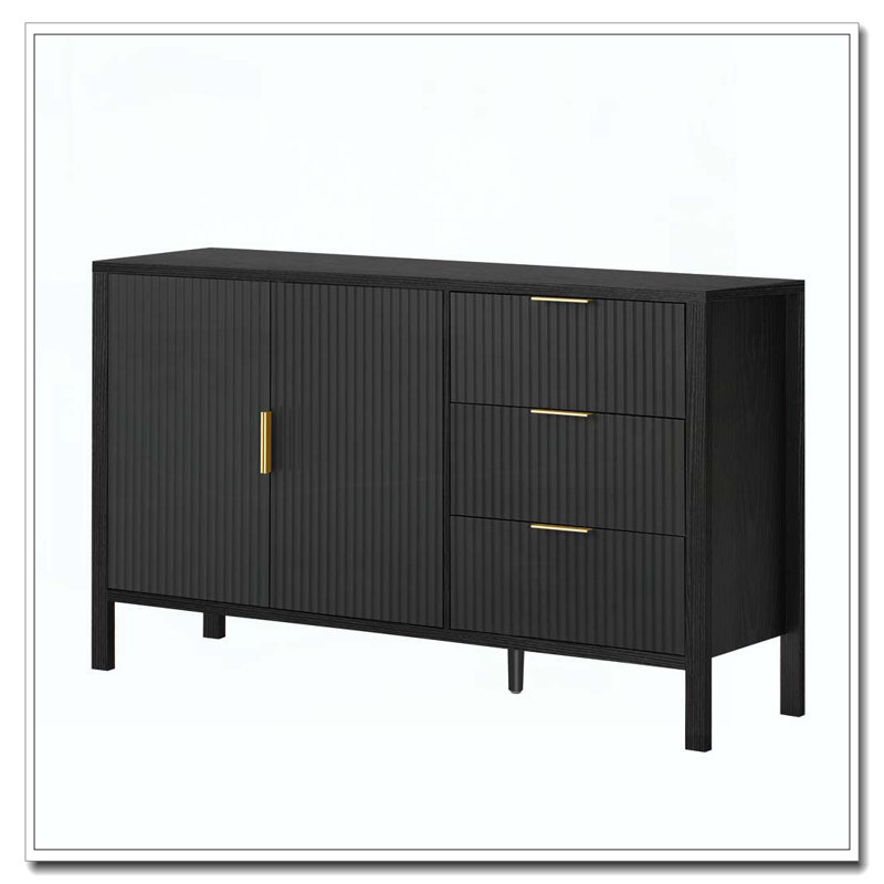 Armoire de rangement avec crochets et pieds centraux supplémentaires, convenant au salon, au vestibule et au couloir, Black