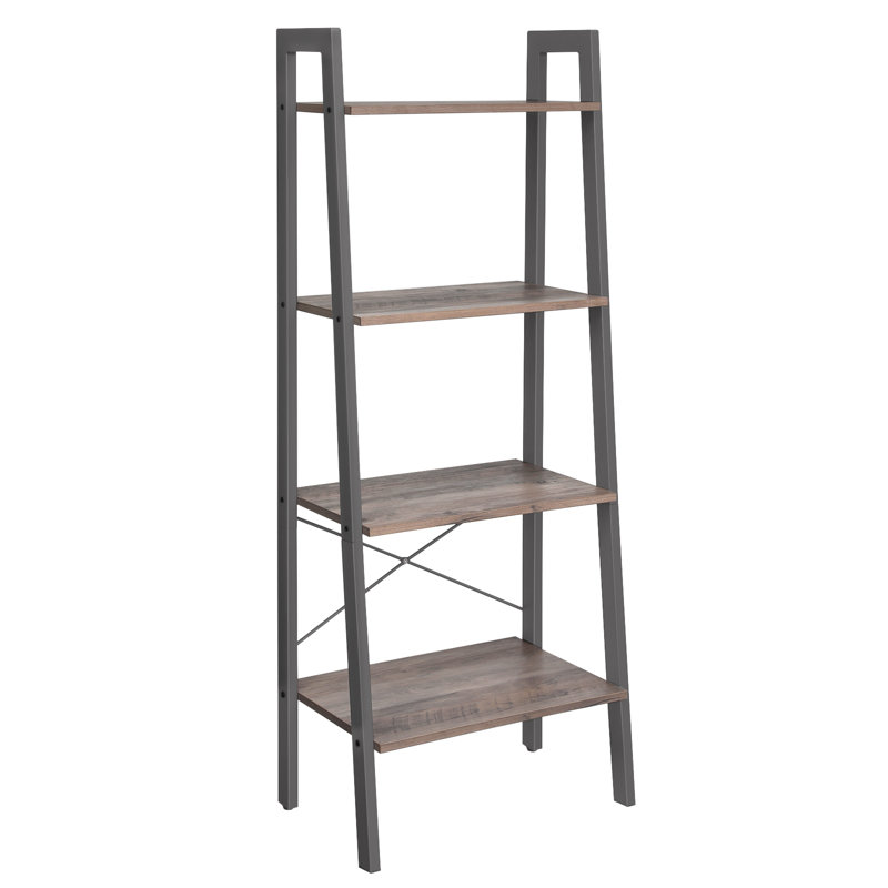 Galilea 137.5cm H x 56cm W Steel Ladder Bookcase, Greige/Gray