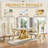 70.08" Rectangular Faux Marble Top Pedestal Dining Set-110982547-110982544