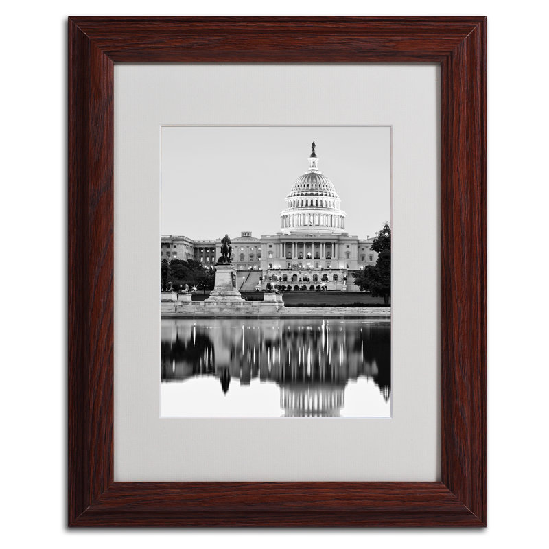 Brown Framed Capitol Reflections II Canvas Print, 20" x 17"