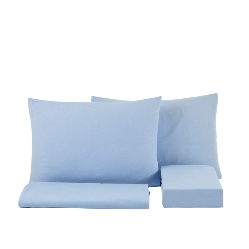 Solid Colour 4 Pieces Bed Sheet Set, Blue, Queen