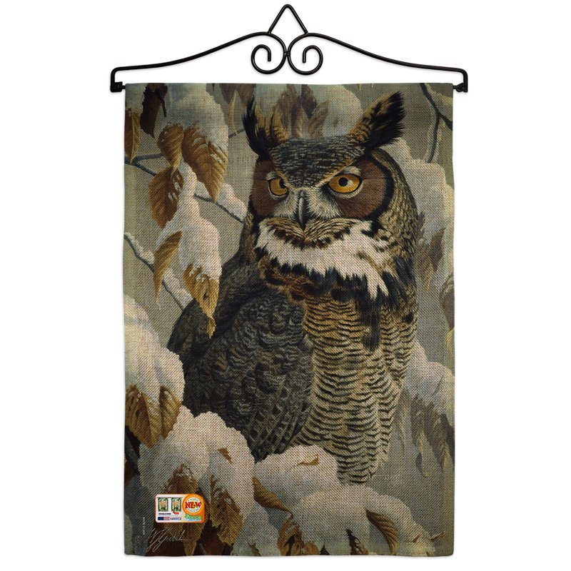 Très magnifique hibou à 2 côtés en polyester 19 po drapeau de jardin