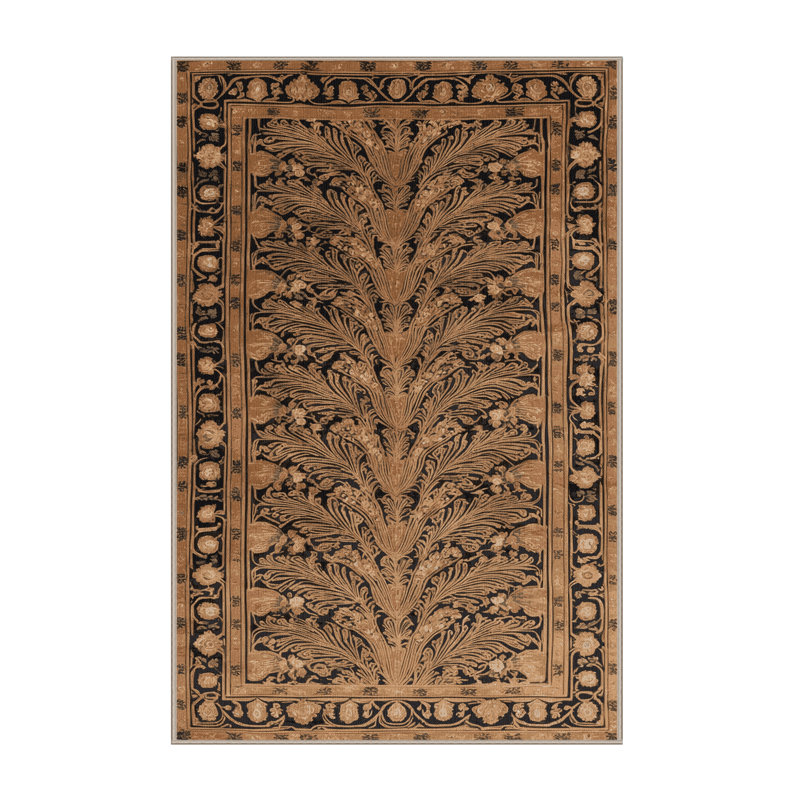 Tapis brun français lavable à la machine, Rectangle 7 pi x 10 pi