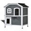 Enceinte d'extérieur en bois pour chat 2 étages pour chat sauvage avec porte de secours, toit ouvrable, plateformes de saut-509849297