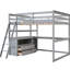 Lit mezzanine double avec bureau, tablettes et fabrication en bois de pin gris Allure pour une étagère de bureau attrayante, stabilité accrue-1587929989-1587929984