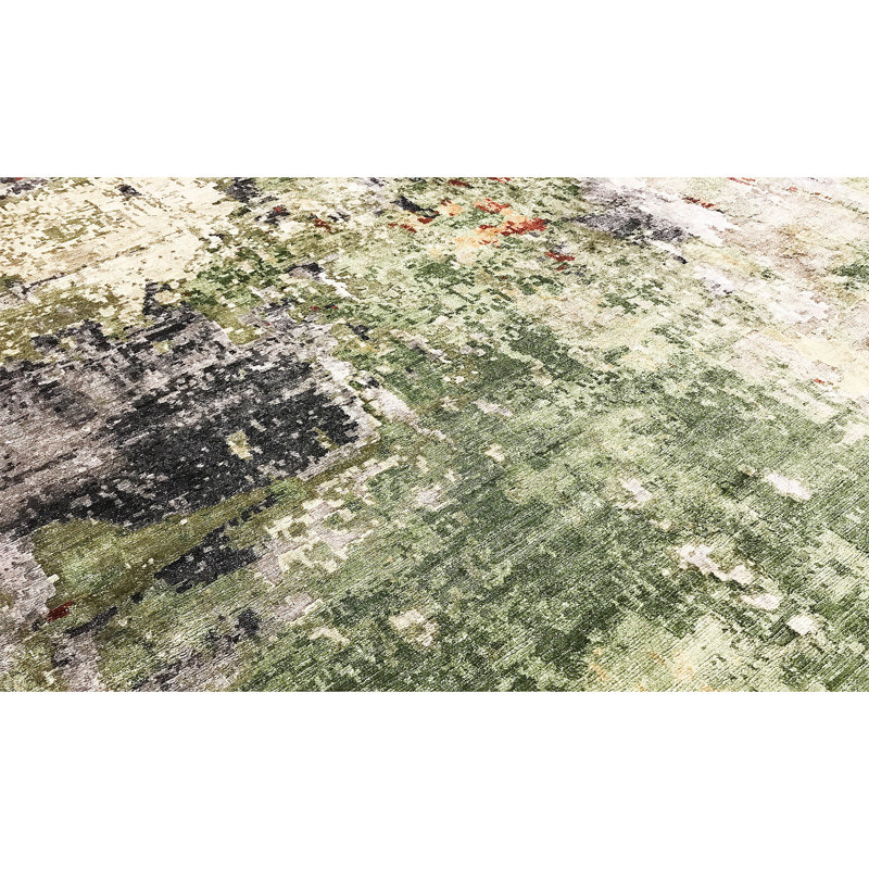 Area Rug in Gray/Green/Rust/Ivory, Abstract, Rectangle 2' x 3'