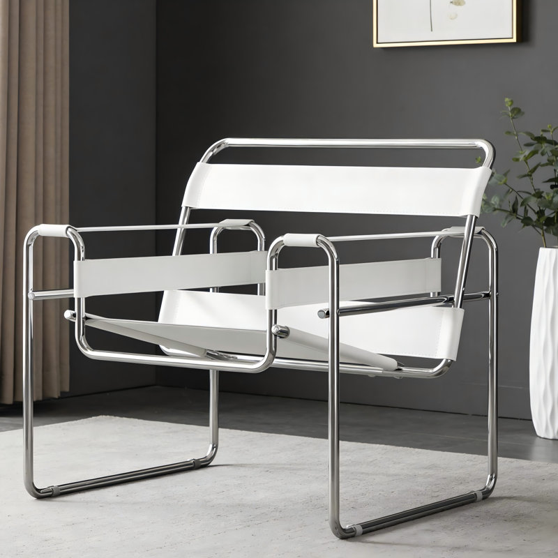 Fauteuil d'appoint Danta, Cuir de selle blanc