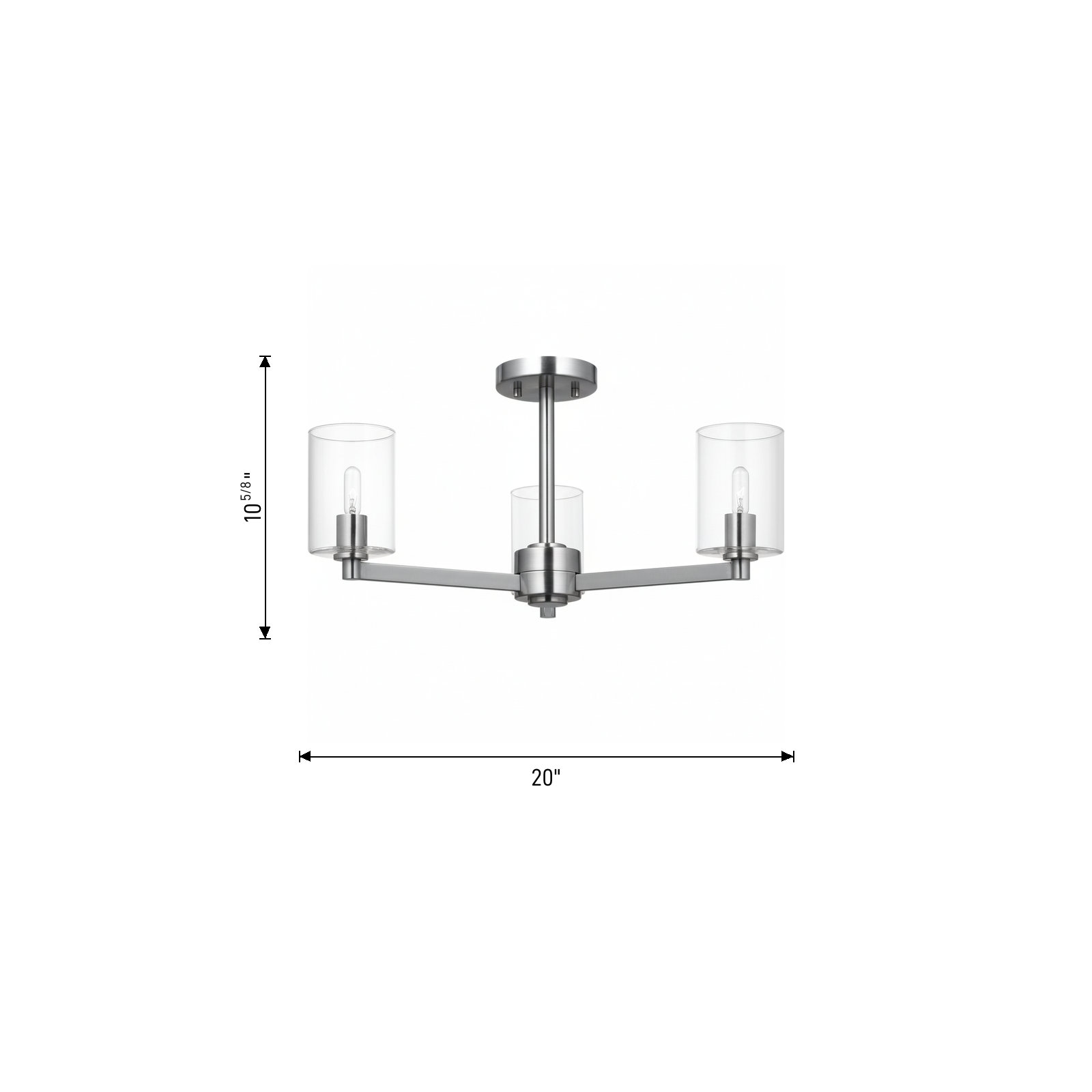 Patoma 3 Light Semi Flush Mount, Brushed Nickel
