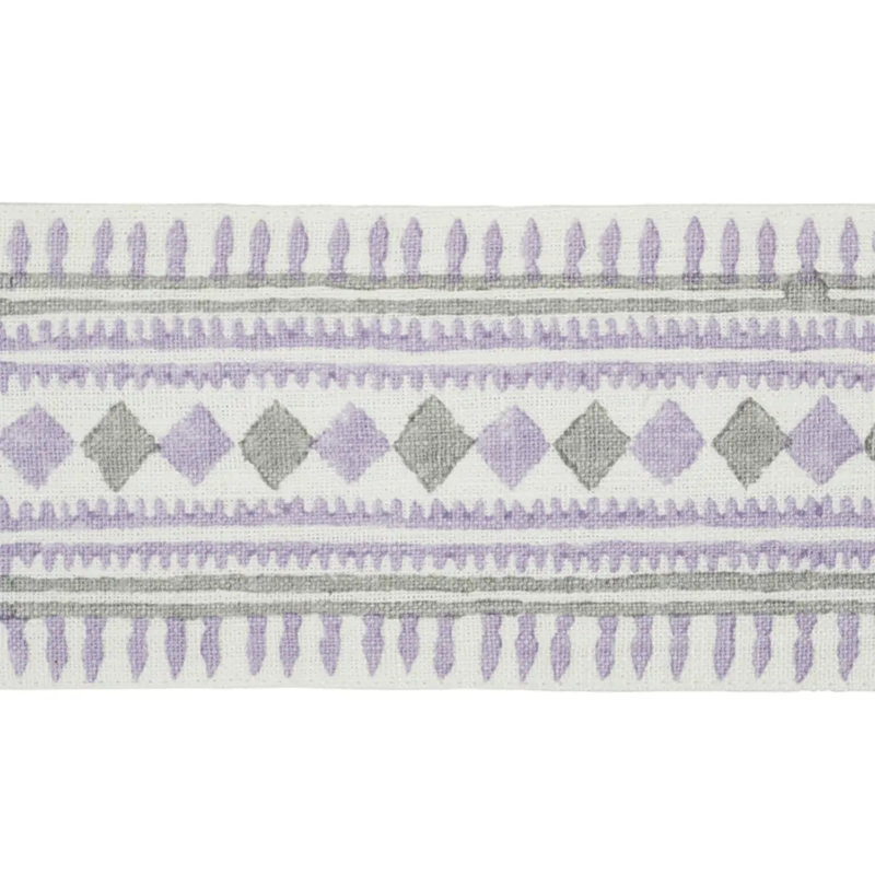 Toula Geometric 100% Linen Fabric, Purple