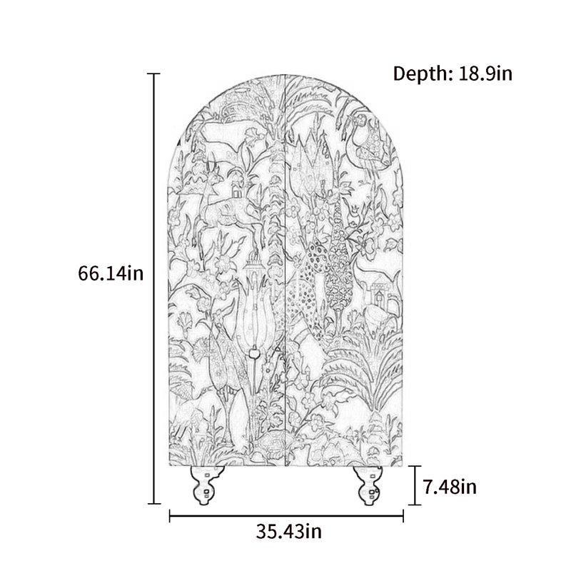 Armoire arquée avec tablettes et portes