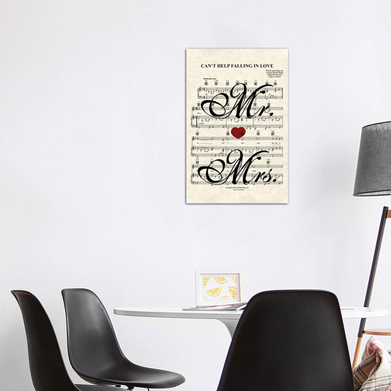 Can't Help Falling In Love - Mr And Mrs - Wrapped Canvas Print, 101.6 cm H x 66.04 cm W x 3.175 cm D
