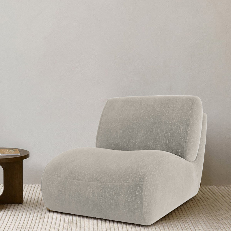 Nita Swivel 84.1 Cm Wide Swivel Lounge Chair, Light Grey Chenille/Foam Padding