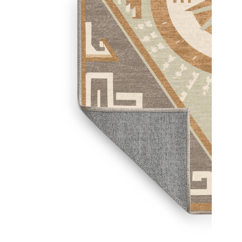 Tapis lavable à la machine à motif de blocs d'inspiration mondiale Arverne, 8 x 10