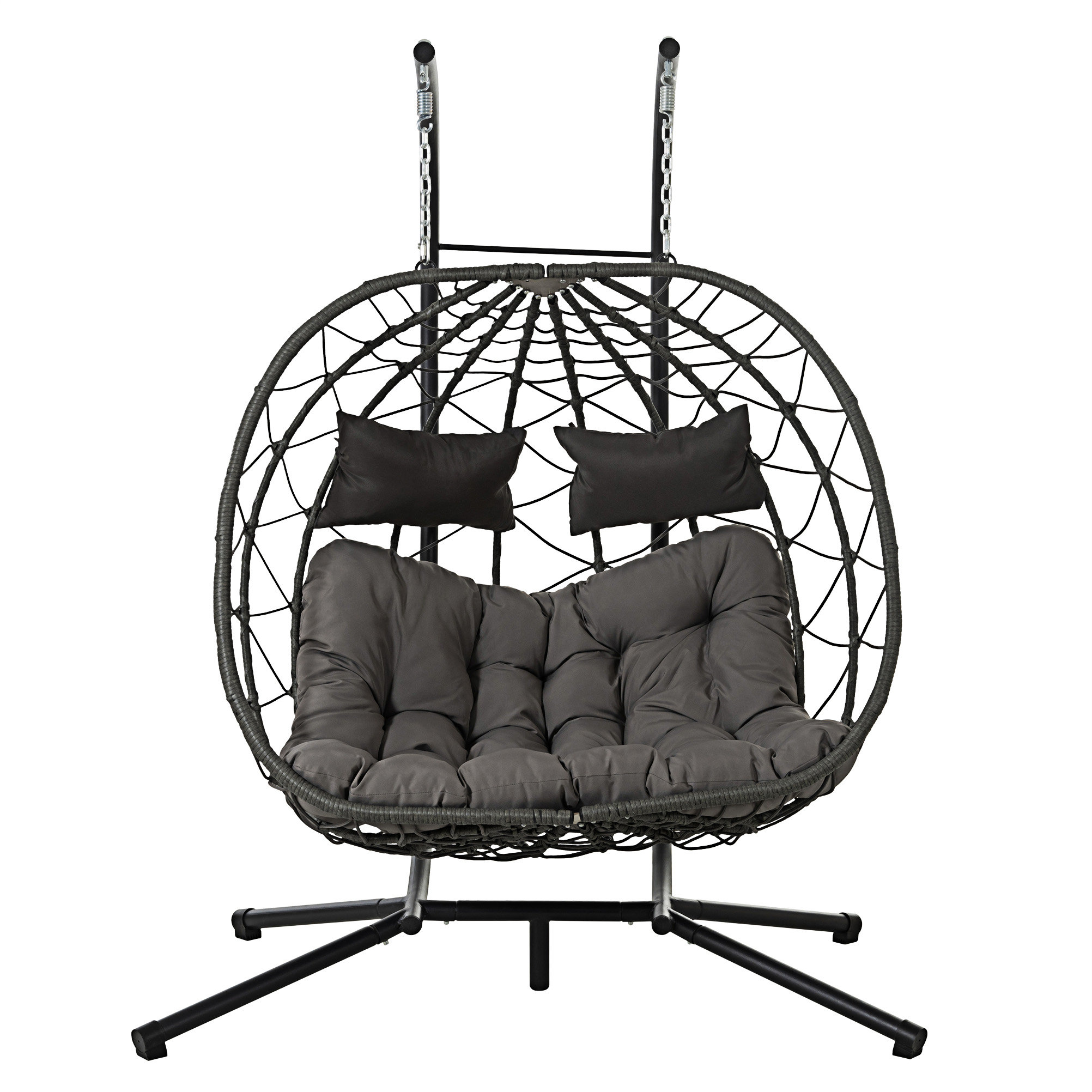 Dakota Fields 2 Persons Egg Chair With Stand Indoor Outdoor Swing Chair