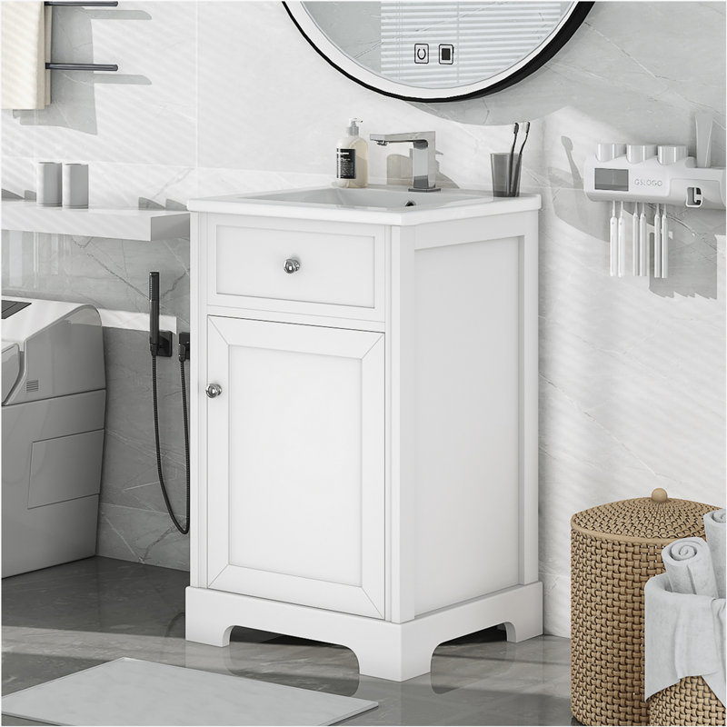 Meuble-lavabo blanc 20 po avec porte à fermeture douce
