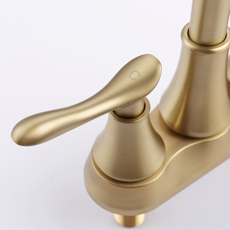 Centerset 2-handle Bathroom Faucet with Drain Assembly, Brushed Gold