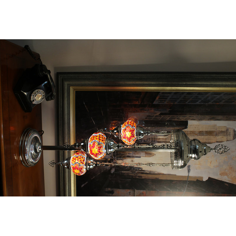 Diez 105cm Silver Lighting Floor Lamp, Red/Orange