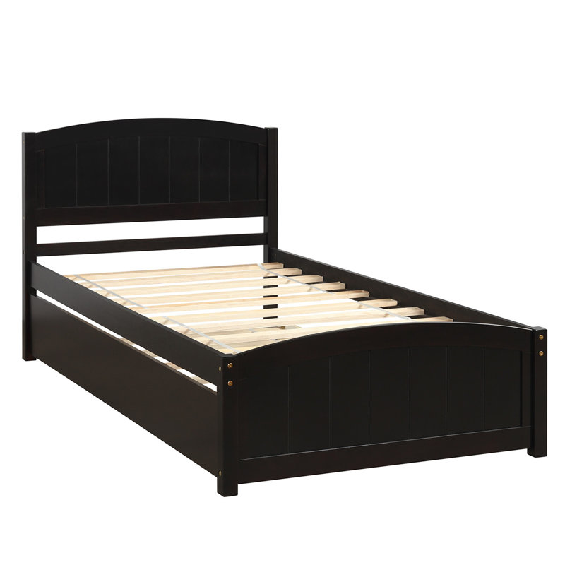 Lit plateforme simple avec lit gigogne en bois massif pour créer une atmosphère de chambre confortable et élégante qui rehaussera votre ambiance