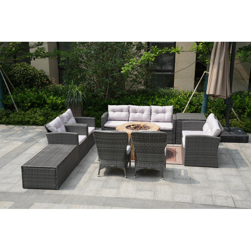 9 - Person Patio Conversation Set with Cushions