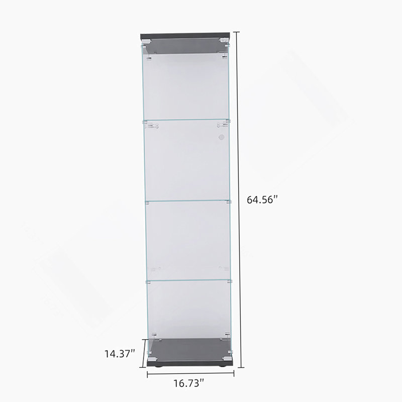 Vitrine noire en verre avec quatre tablettes