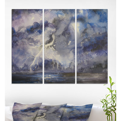 « storm dark night sky », impression sur toile tendue, reproduction d’art à multiples images sur toile tendue