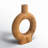 Contemporary Cut Out Donut Mango Wood Flower Vase for Entryway Styling - Modern Home Decor Accent with Tall Form for Tabletop Display - Brown-666988531
