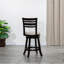 Tabouret de comptoir pivotant à hauteur de lattes de 24 po avec finition à lattes et tabouret en bois massif massif avec dossier, assise en tissu et confortable-1643238355