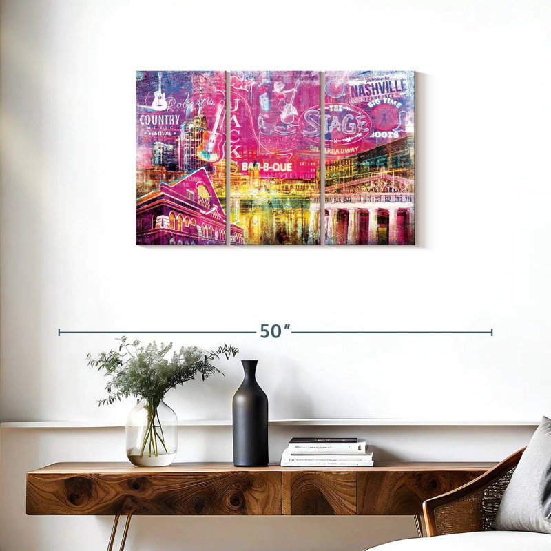 Ensemble de 3 pièces grunge Nashville, H 20 po x l 33 po x P 1,25 po