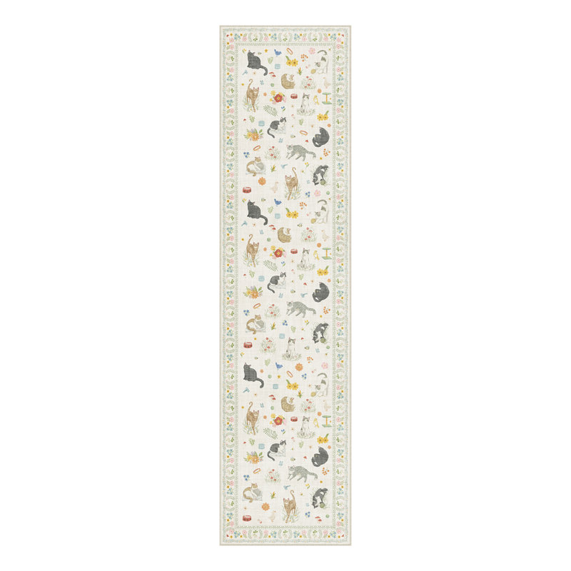 Paw & Petal Cat Garden Area Rug, Beige, Runner 2' x 8'