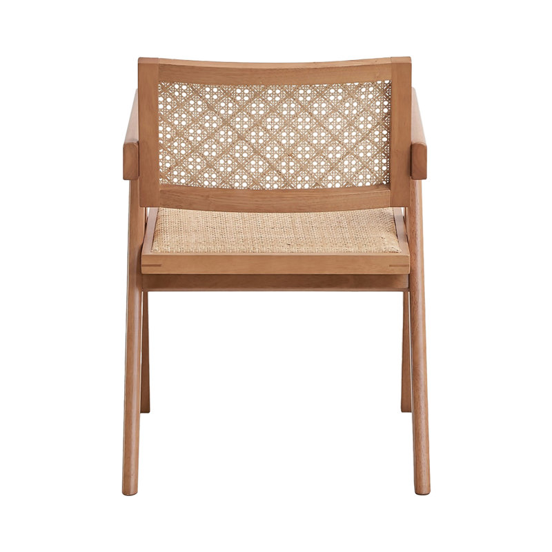 Chaise avec accoudoirs de 20,4 po (ensemble de 2), rotin et naturel
