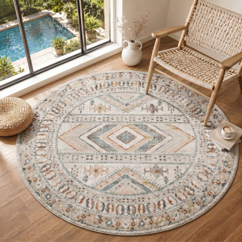 Eldon Pale Pink/Teal Rug, Round 160 cm