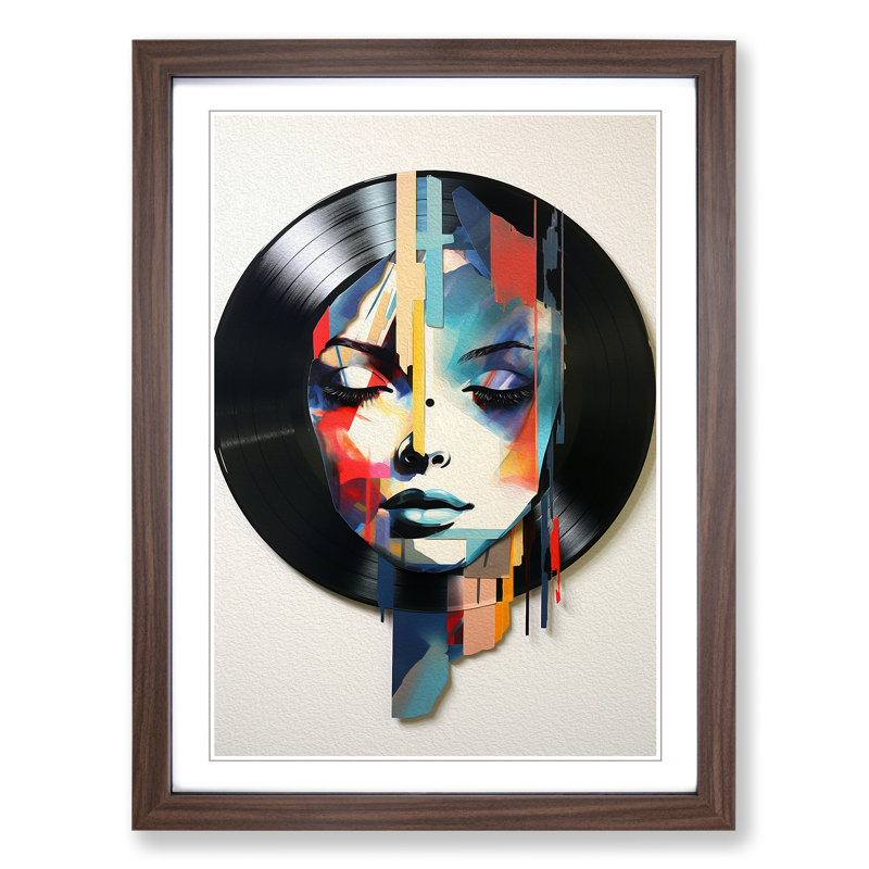 Vinyl Record Contemporary No.2 - Single Picture Frame Print on Wood, Walnut, 64cm H x 46cm W x 2cm D