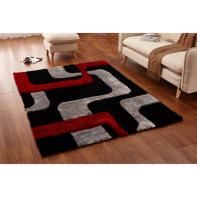 Tapis de zone noire abstraite Regina