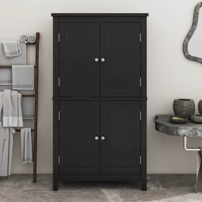 Elegant Freestanding Bathroom Storage Cabinet Organizer With Four Doors & Adjustable Shelves