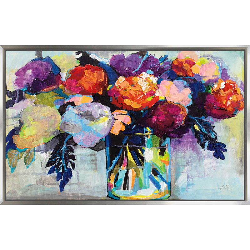 Anniversaire - peinture, Cadre flottant argent, H 27,5 po x l 43,5 po x P 2 po