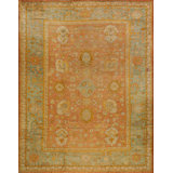 Decorative Warm Light Coral Color Antique Large Scale Turkish Oushak Room Size Rug