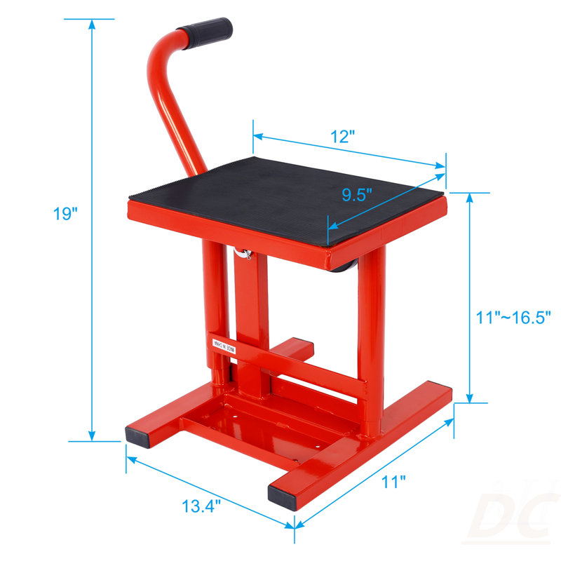 Socle et soulève-vélo de moto Support pour vérin en acier 11 po à 16,5 po à hauteur ajustable 330 lb Capacité de charge en acier robuste rouge