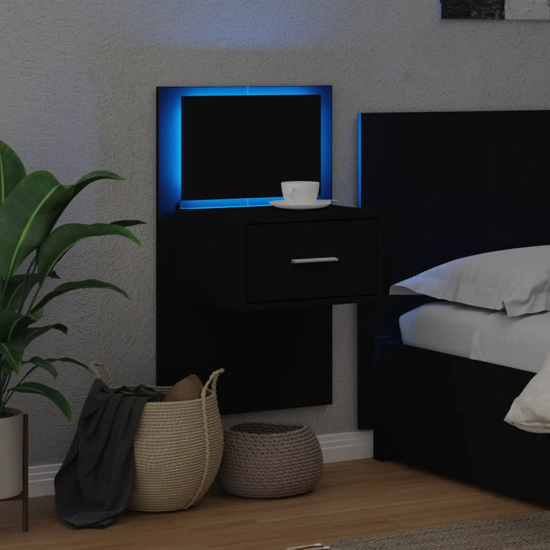 Chealsea 48.5cm W Manufactured Wood Bedside Table, Black
