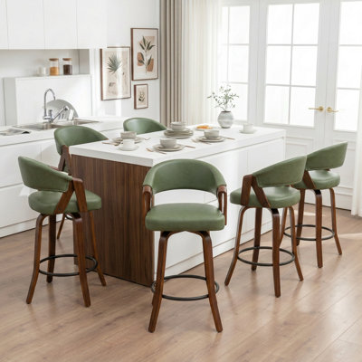 Providence Faux Leather Upholstered Swivel Counter Stool