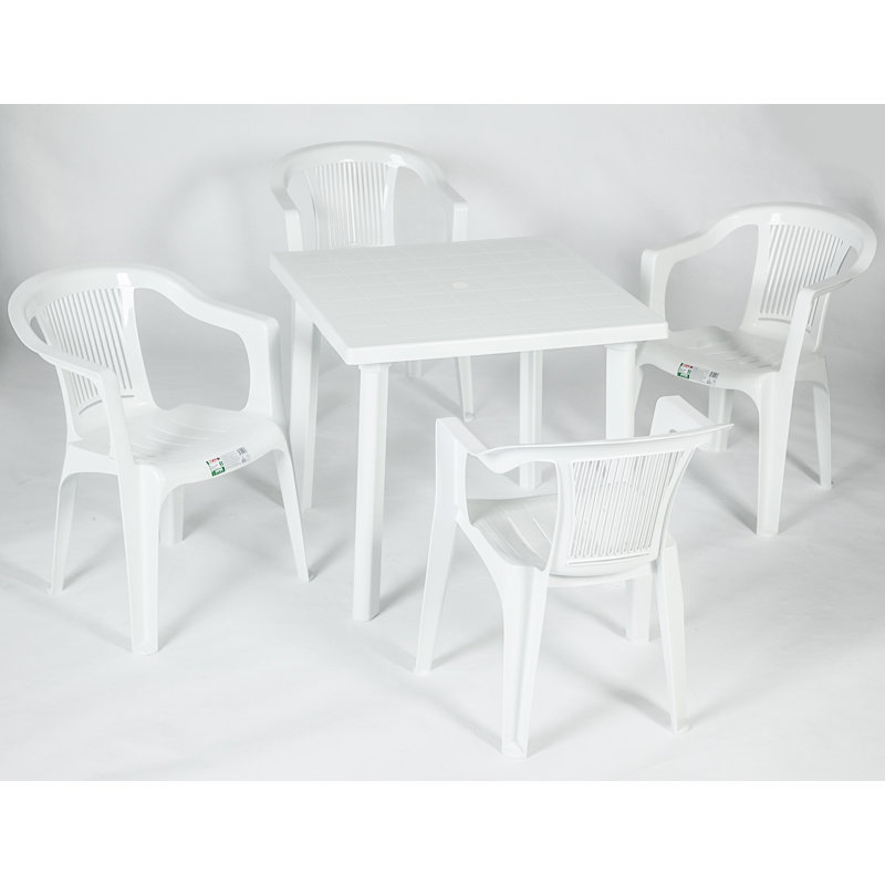 Shearer Stackable Outdoor Patio Dining Armchair, White