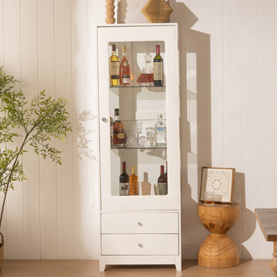 Vitrine avec porte simple en verre rembourrée, idéale pour mettre en valeur des articles dans le salon, la maison, le bar, le studio ou l'espace de travail