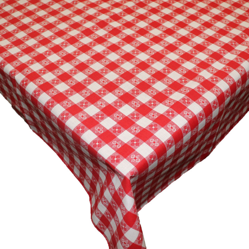 Tavern Checkered Print Tablecloths, Red, 84" x 58"